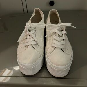 Superga 2790 White Platform Sneakers.